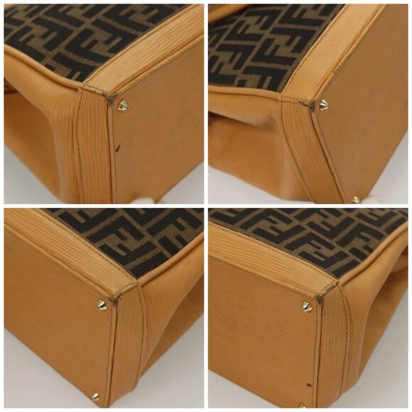 FENDI Zucca Canvas Hand Bag 2way Brown Black Auth bs27918 - Picture 14 of 16